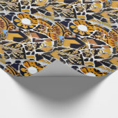 Kunstmatige collage van gebroken Tegels-Bruin Blau Cadeaupapier (Hoek)