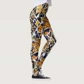 Kunstmatige collage van gebroken Tegels-Bruin Blau Leggings (Rechts)
