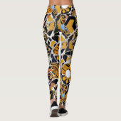 Kunstmatige collage van gebroken Tegels-Bruin Blau Leggings (Achterkant)