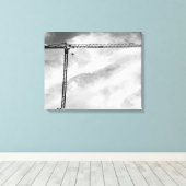 Kunstmatige constructie - kraan Zwart-wit foto Canvas Afdruk (Insitu (Houten vloer))