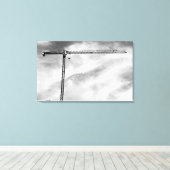 Kunstmatige constructie - kraan Zwart-wit foto Canvas Afdruk (Insitu (Houten vloer))