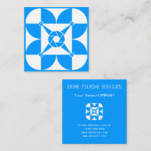 Kunstmatige cover blauw vierkante visitekaartje (Voorkant / Achterkant)