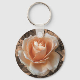 Kunstmatige Cream Oranje Roos Foto Sleutelhanger