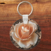 Kunstmatige Cream Oranje Roos Foto Sleutelhanger (Voorkant)