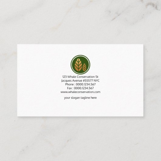 Kunstmatige Creative Blue Whale Wave Conservationi Visitekaartje (Achterkant)