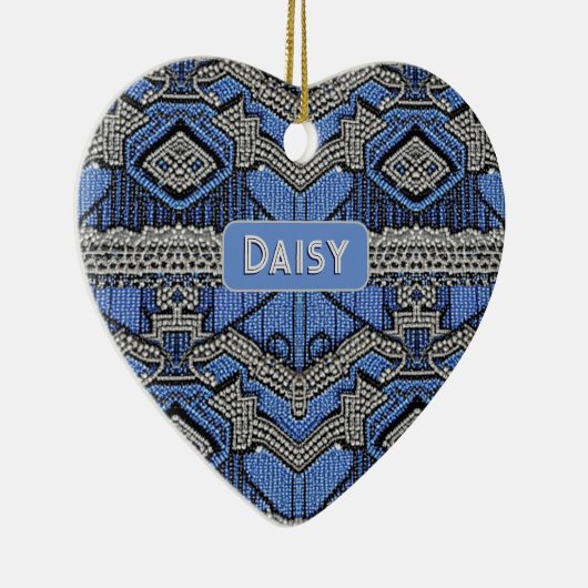 Kunstmatige deco-blauwe en zilverkralen van 1920 - keramisch ornament (Rechts)