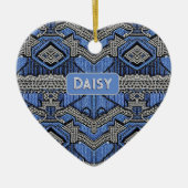 Kunstmatige deco-blauwe en zilverkralen van 1920 - keramisch ornament (Voorkant)