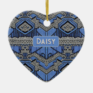 Kunstmatige deco-blauwe en zilverkralen van 1920 - keramisch ornament