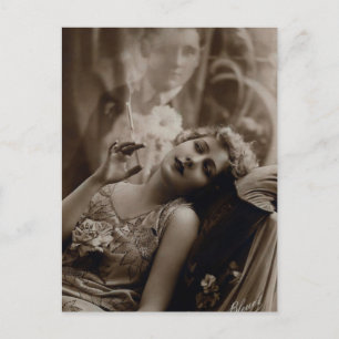 Kunstmatige deco-Briefkaart voor vrouwen die roken Briefkaart