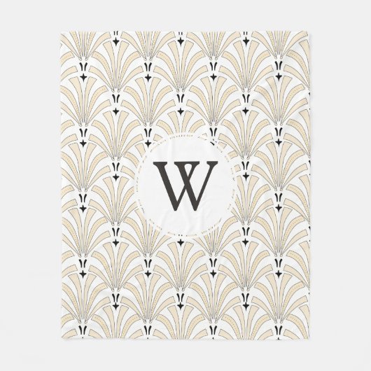 Kunstmatige deco Classy Cream & Black Palmettos ui Fleece Deken (Voorkant)