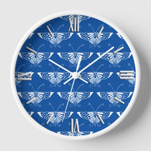 Kunstmatige deco-vlinder, kobalt blauw en wit (Voorkant)