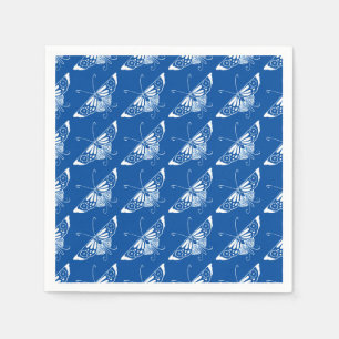 Kunstmatige deco-vlinder, kobalt blauw en wit servet
