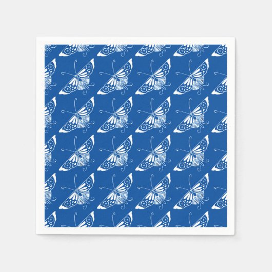 Kunstmatige deco-vlinder, kobalt blauw en wit servet (Voorkant)