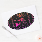 KUNSTMATIGE DIERENSCHAPEN, PIG, ROOSTER OVALE STICKER (Envelop)