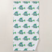 Kunstmatige dierlijke Waterverf Blauwe Tropische v Strandlaken (Voorkant)