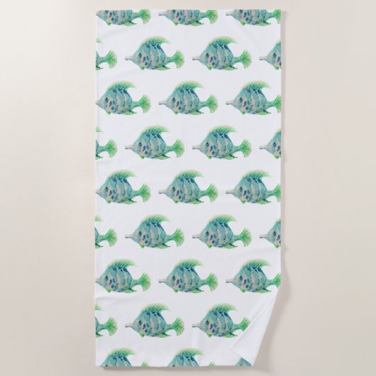 Kunstmatige dierlijke Waterverf Blauwe Tropische v Strandlaken (Voorkant)