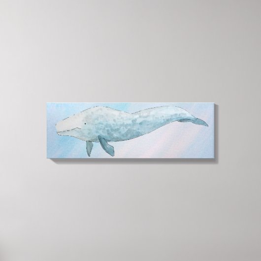 Kunstmatige dierlijke Waterverf Blauwe walvis Canvas Afdruk (Voorkant)