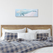 Kunstmatige dierlijke Waterverf Blauwe walvis Canvas Afdruk (Insitu (Slaapkamer))