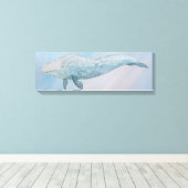 Kunstmatige dierlijke Waterverf Blauwe walvis Canvas Afdruk (Insitu (Houten vloer))