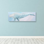 Kunstmatige dierlijke Waterverf Blauwe walvis Canvas Afdruk (Insitu (Houten vloer))