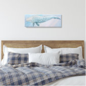 Kunstmatige dierlijke Waterverf Blauwe walvis Canvas Afdruk (Insitu (Slaapkamer))