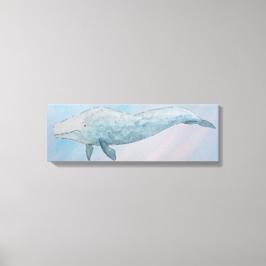 Kunstmatige dierlijke Waterverf Blauwe walvis Canvas Afdruk (Voorkant)