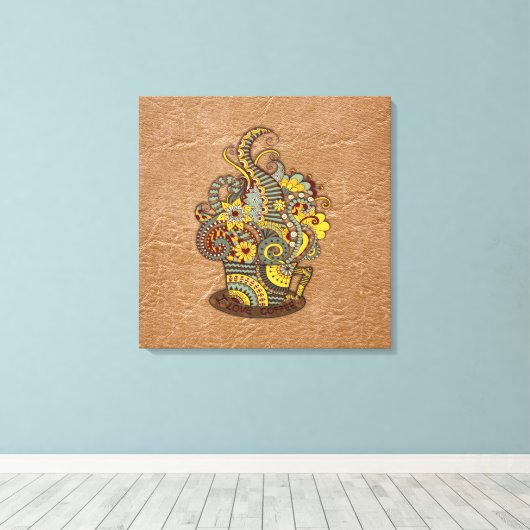 Kunstmatige doodle tekenkunst canvas afdruk (Insitu (Houten vloer))