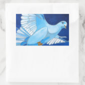 Kunstmatige duif omtrek kunst in Cerulean Blue Rechthoekige Sticker (Tas)