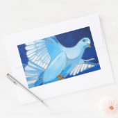 Kunstmatige duif omtrek kunst in Cerulean Blue Rechthoekige Sticker (Envelop)