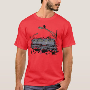 Kunstmatige El Train en de illustratie van de Krog T-shirt