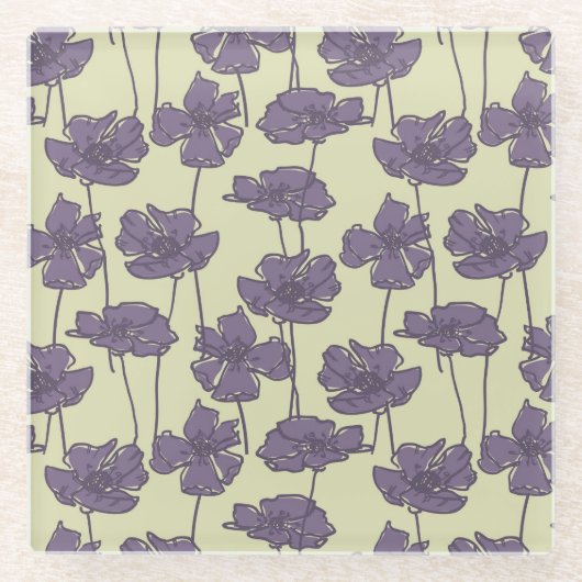 Kunstmatige  florale achtergrond glazen onderzetter (Voorkant)