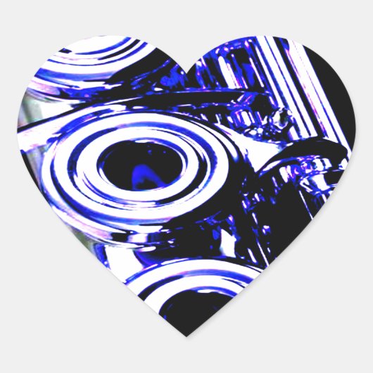 Kunstmatige flute Silver Metal Beauful Fun Hart Sticker (Voorkant)