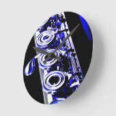 Kunstmatige flute Silver Metal Beauful Fun Ronde Klok (Hoek)