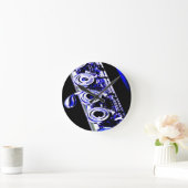 Kunstmatige flute Silver Metal Beauful Fun Ronde Klok (Huis)