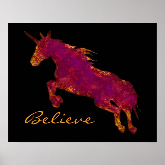 Kunstmatige gekleurde unicorn met geloofstekst poster (Voorkant)