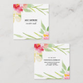 Kunstmatige gekleurde Waterverf bloemen wit op wit Vierkante Visitekaartje (Voorkant / Achterkant)