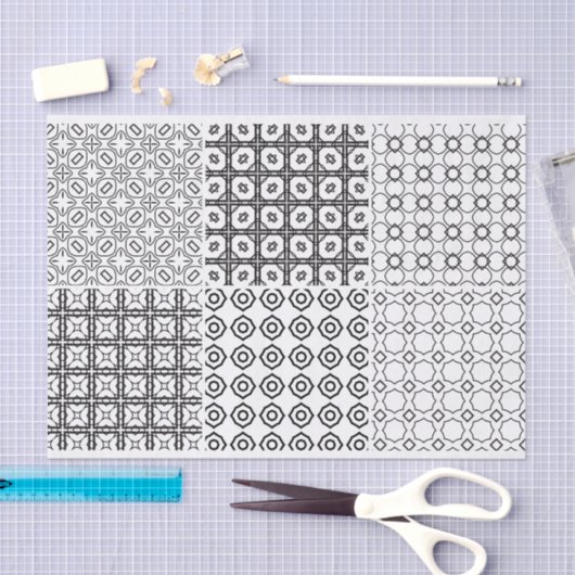 Kunstmatige geometrische cirkelraster Zwarte witte Tissuepapier (Craft)