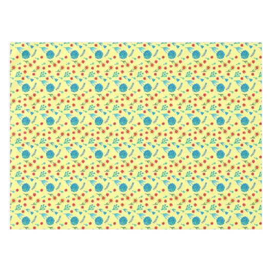 Kunstmatige grafische waterverf gele florale afdru tafelkleed (Voorkant (Horizontaal))