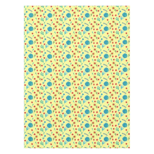 Kunstmatige grafische waterverf gele florale afdru tafelkleed (Voorkant)