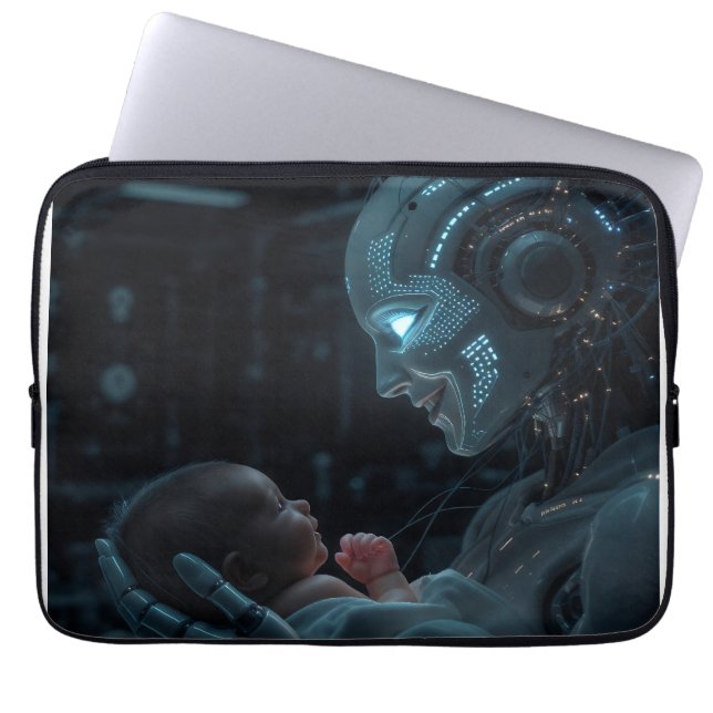 Kunstmatige gratie: futuristische robot en Baby Laptop Sleeve (Voorkant)