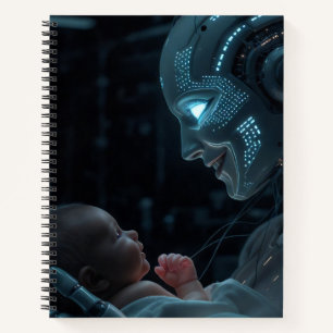 Kunstmatige gratie: futuristische robot en Baby Notitieboek