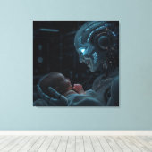 Kunstmatige gratie - moederschapsrobot en Baby Canvas Afdruk (Insitu (Houten vloer))