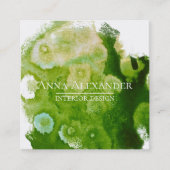 Kunstmatige groene Abstracte Waterverf Vierkante Visitekaartje (Voorkant)