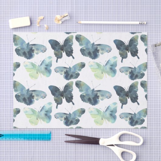 Kunstmatige groene blauwe waterverf vlinder tissuepapier (Craft)