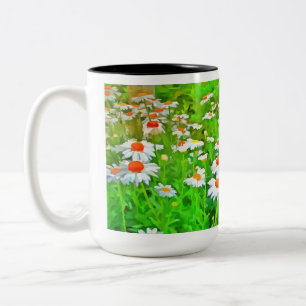 Kunstmatige heldere en kleurrijke Pop Art Daisies  Tweekleurige Koffiemok