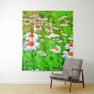 Kunstmatige heldere en kleurrijke Pop Art Daisies  Wandkleed