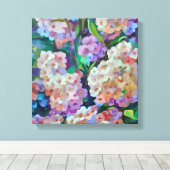 Kunstmatige hydrangeas Hortensia Floral Abstract a Canvas Afdruk (Insitu (Houten vloer))