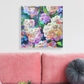 Kunstmatige hydrangeas Hortensia Floral Abstract a Canvas Afdruk (Insitu (Woonkamer))