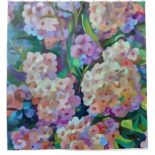 Kunstmatige hydrangeas Hortensia Floral Abstract a Douchegordijn (Voorkant)