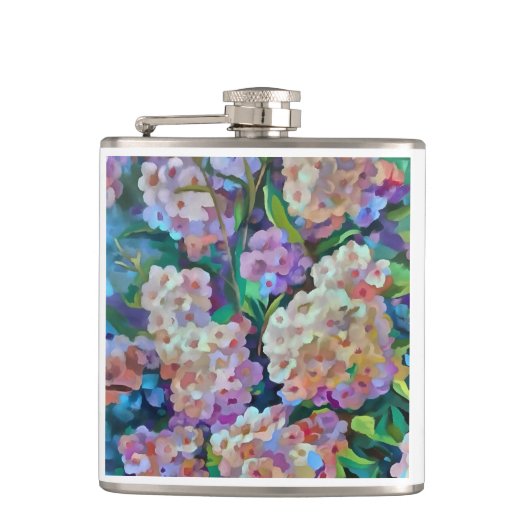 Kunstmatige hydrangeas Hortensia Floral Abstract a Heupfles (Voorkant)